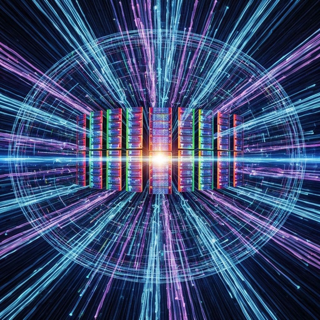 Concept de réseau informatique avec connexions et serveurs